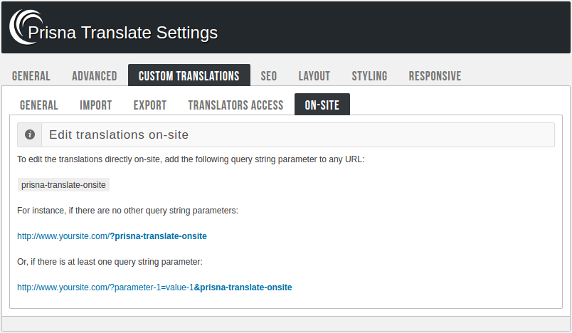 Admin panel - On site